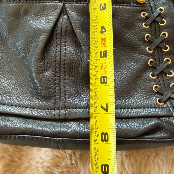 B. Makowsky leather hobo shoulder bag with gold hardware and lace-up - Picture 9 of 11